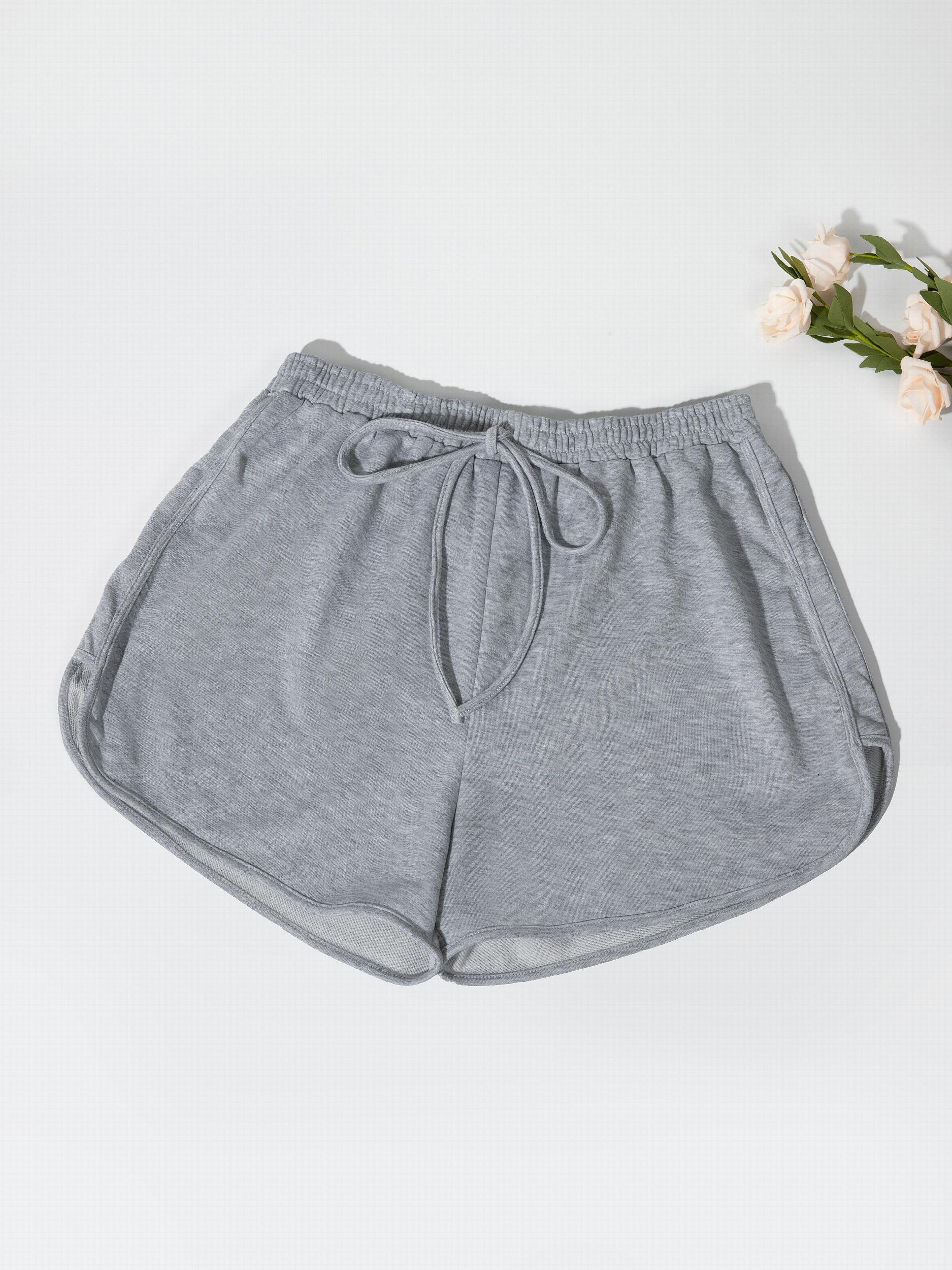  Basic Shorts Women's Plus Elastic Waist Tie Sporty Shorts