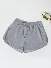  Basic Shorts Women's Plus Elastic Waist Tie Sporty Shorts