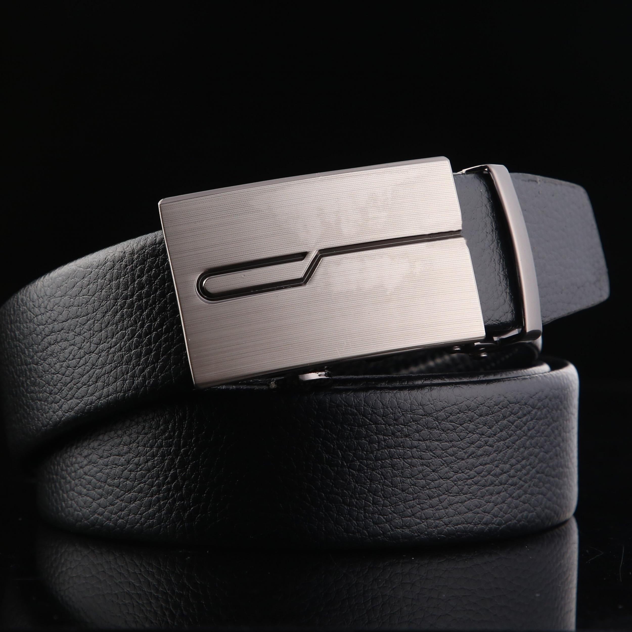 Men's Auto Buckle Leather Belt Business Suit Waist Strap