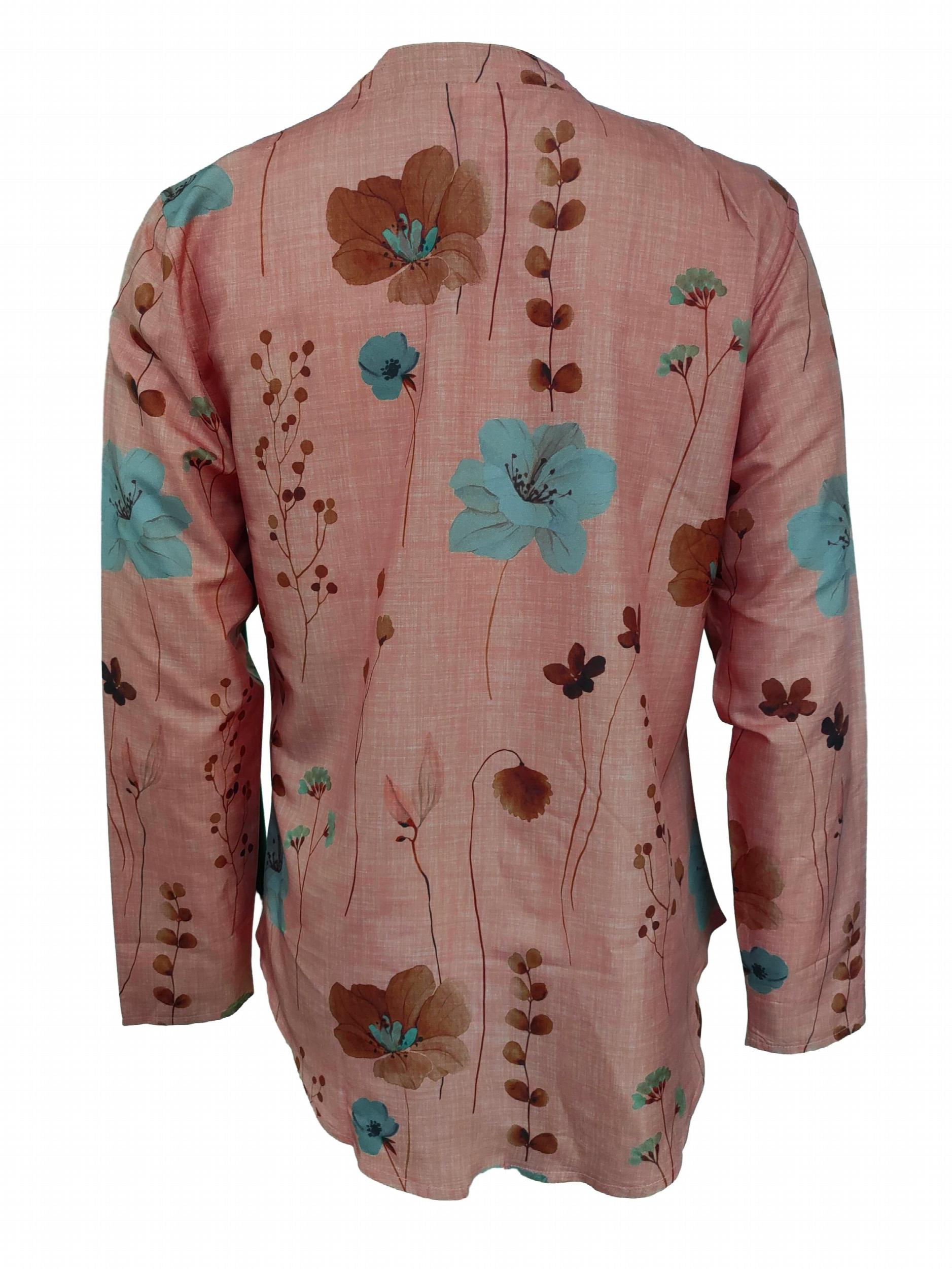  Floral Print Long Sleeve Tunic Shirt