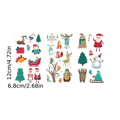 10pcs Christmas Tattoo Stickers Santa Claus Elk Christmas Tree Gift Waterproof