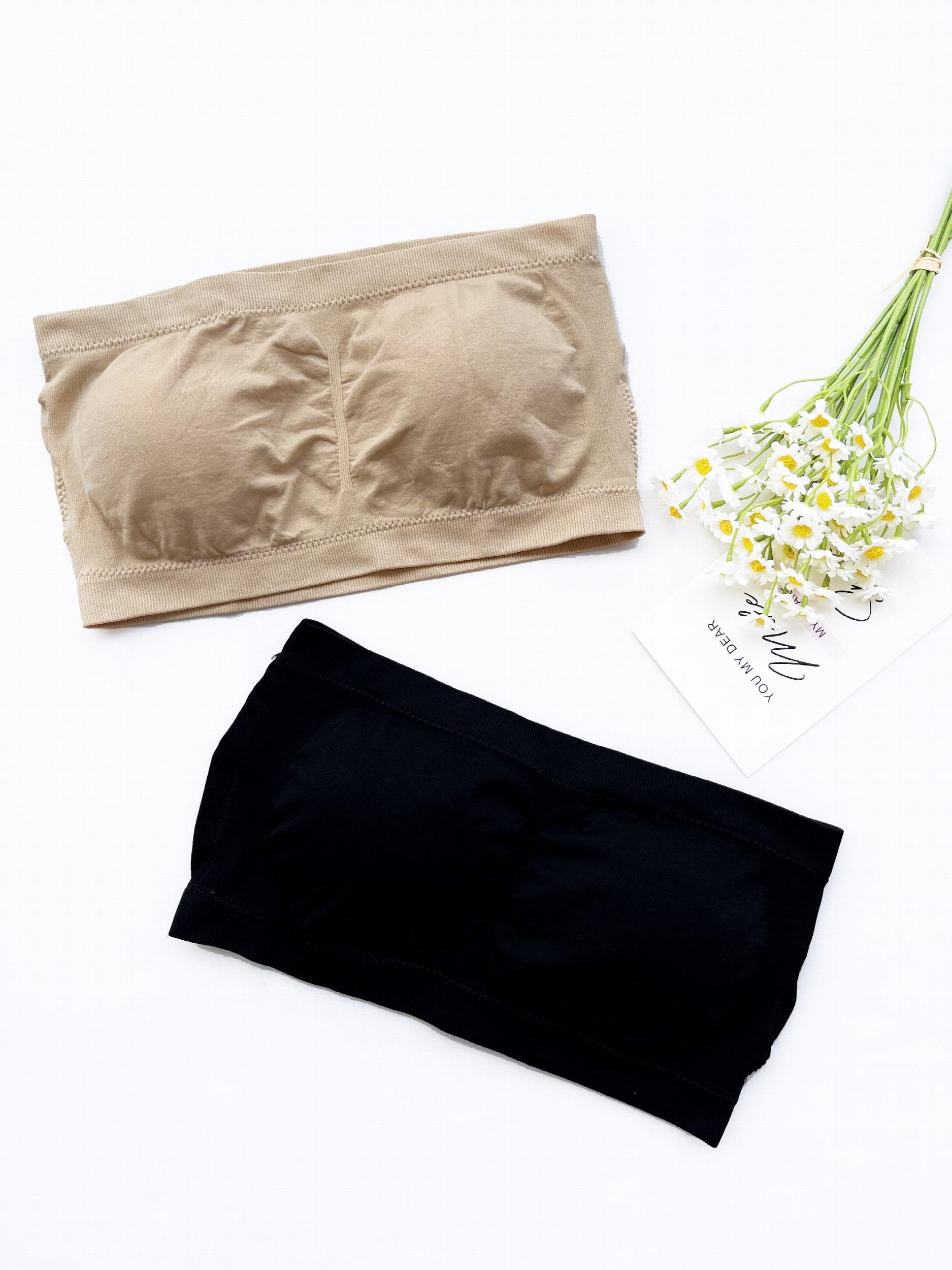 2pcs Strapless Bandeau Bras Soft Stretch Everyday Women's Lingerie