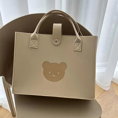 Little Bear Tote Bags Portable Shopping Felt Tote Bag Solid Handbags