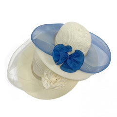Wide Brim Mesh Veil Flower Sun Hat Straw Hat