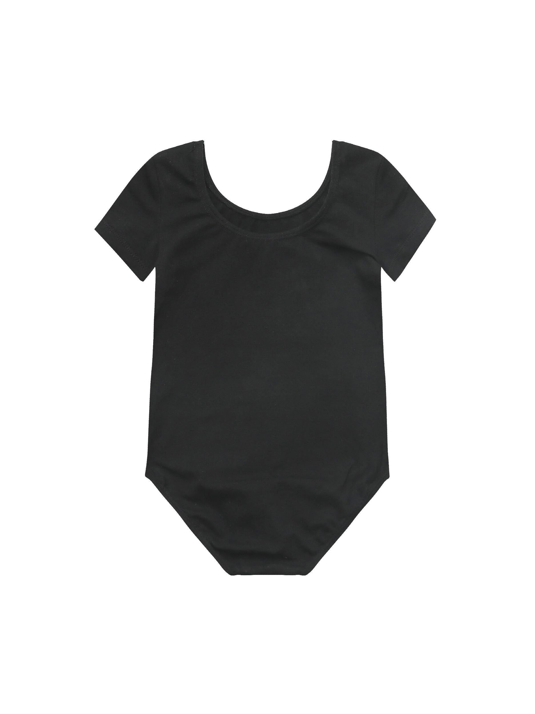 Girls Skinny Ballet Short Sleeve Bodysuit for Dance Training