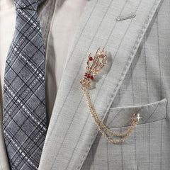 Tassel Faux Diamond Suit Brooch Business Pin for Men
