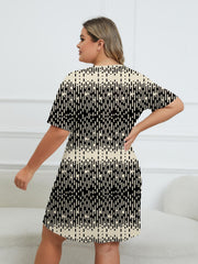  Striped Round Neck Short Sleeve Loungewear Dress