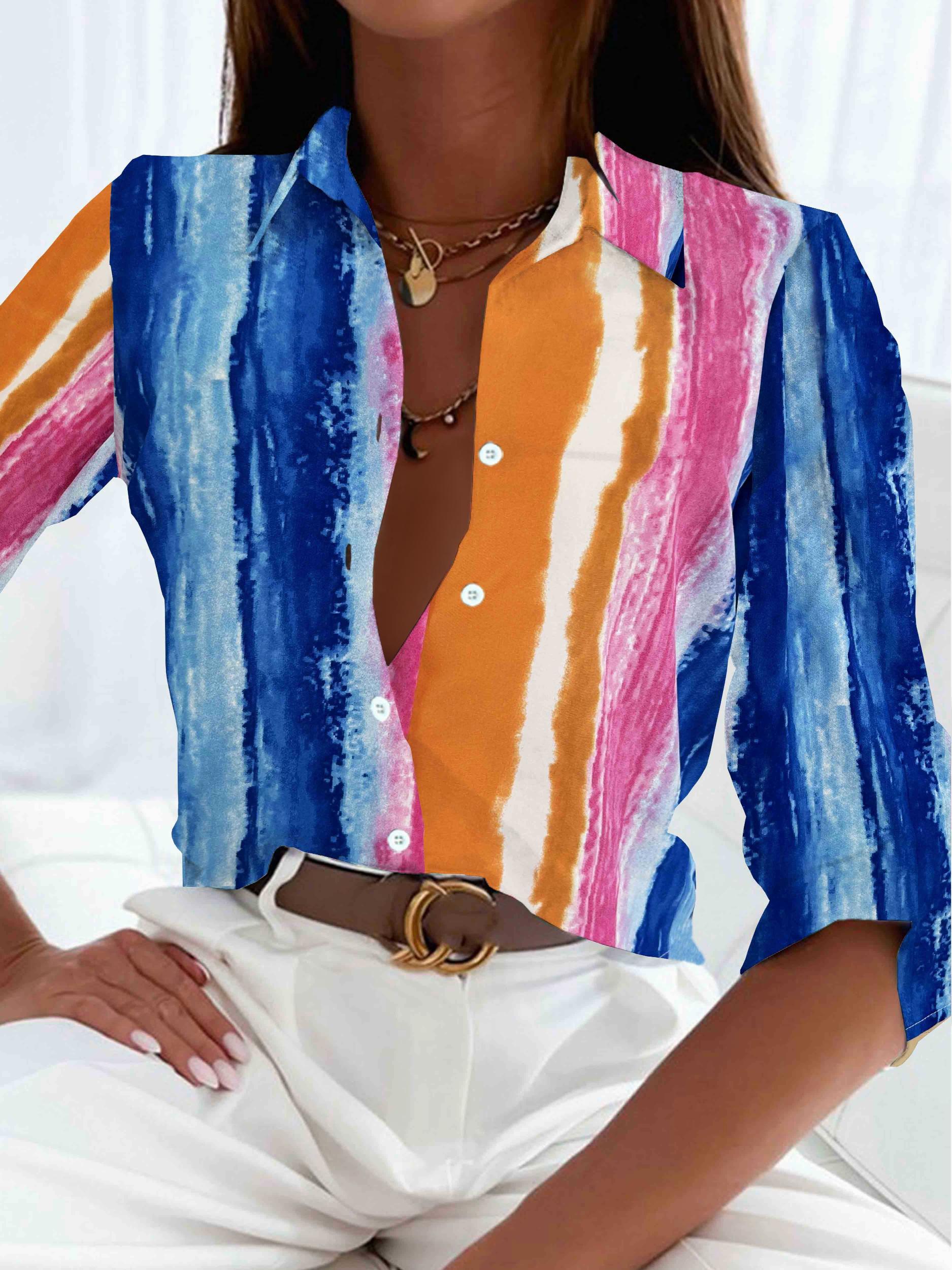 Tie Dye Button-Up Collar Top