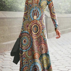  Retro Dress Women's Plus Madala Print Maxi Dress