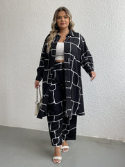  Geo Print Long Sleeve Button Shirt Dress