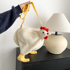 Fuzzy Chicken Crossbody Bag Cartoon Animal Doll Shoulder Bag