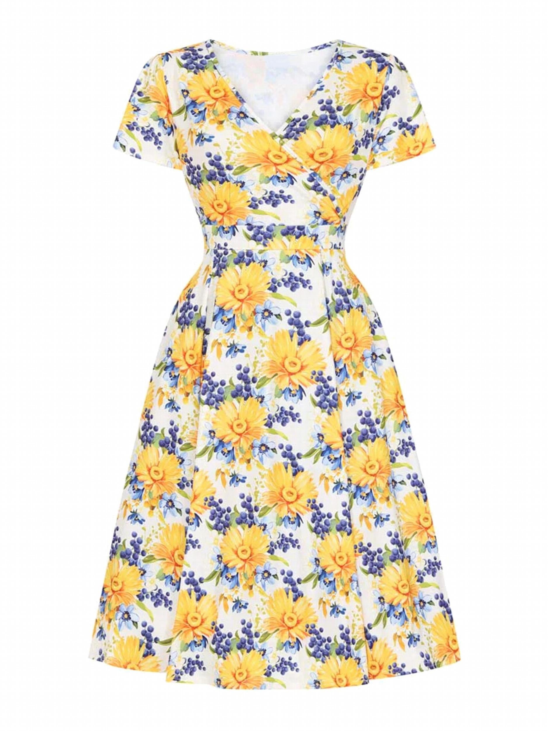 Women's Plus Floral Print Short Sleeve Dress