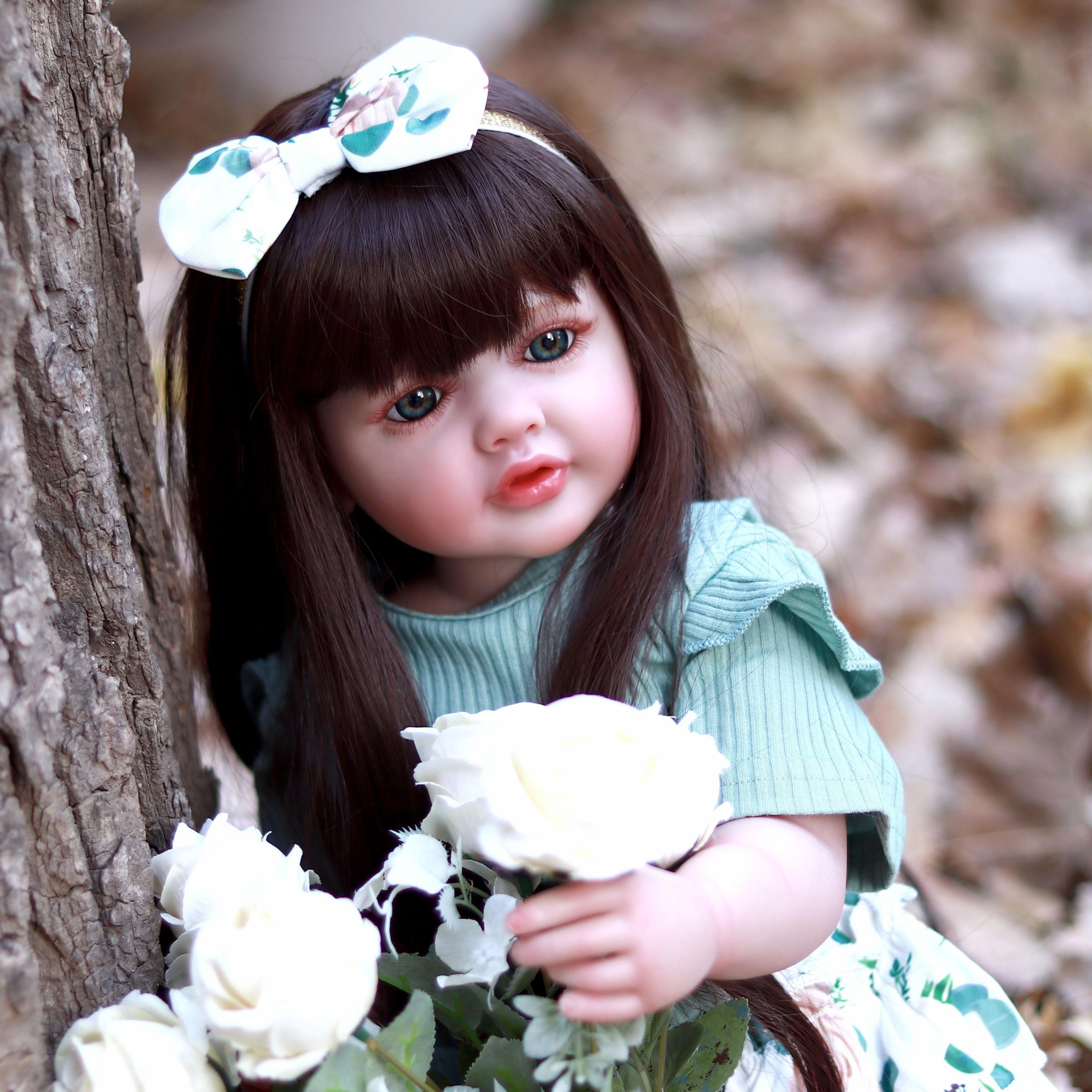 22in Realistic Full Body Silicone Long Hair Reborn Doll