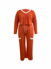 V Neck Tee & Drawstring Pants Two Piece Set