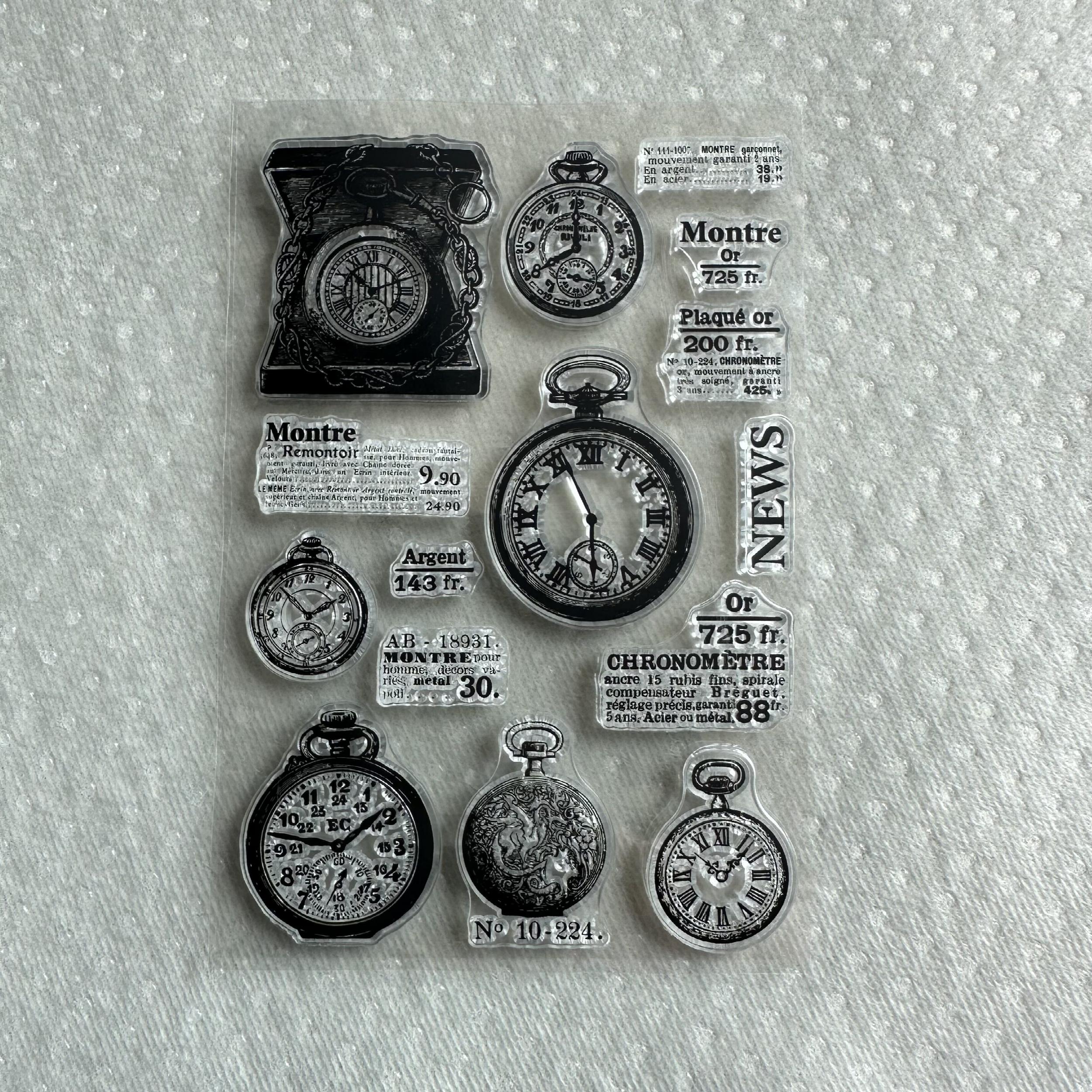 Retro Clock Series Stamp Flower Silicone Stamp