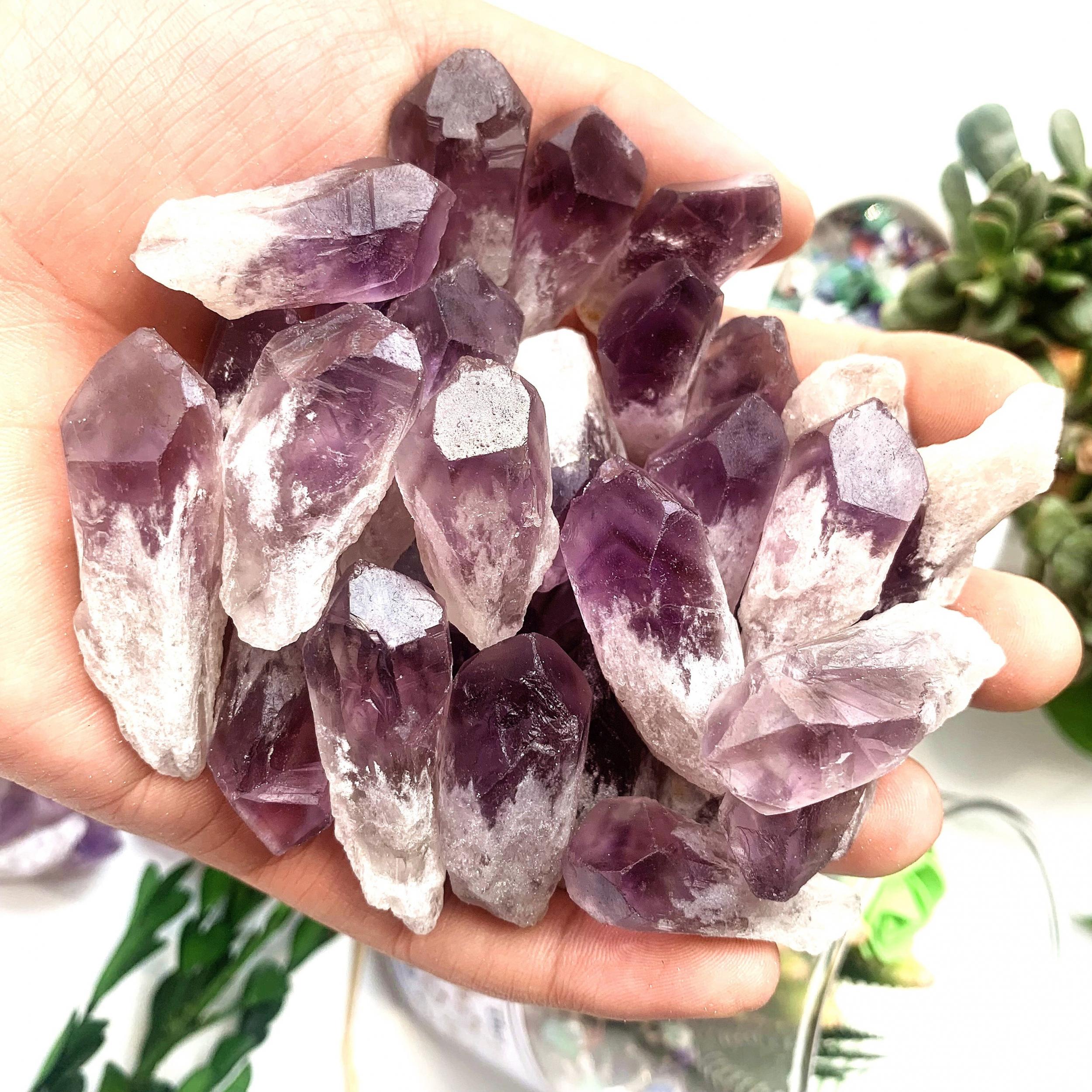 5pcs Natural Amethyst Raw Stone Crystal Rough Points Bulk Gemstone Reiki Healing