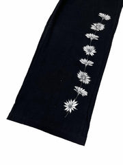  Floral Print Button Decor Elastic Pants