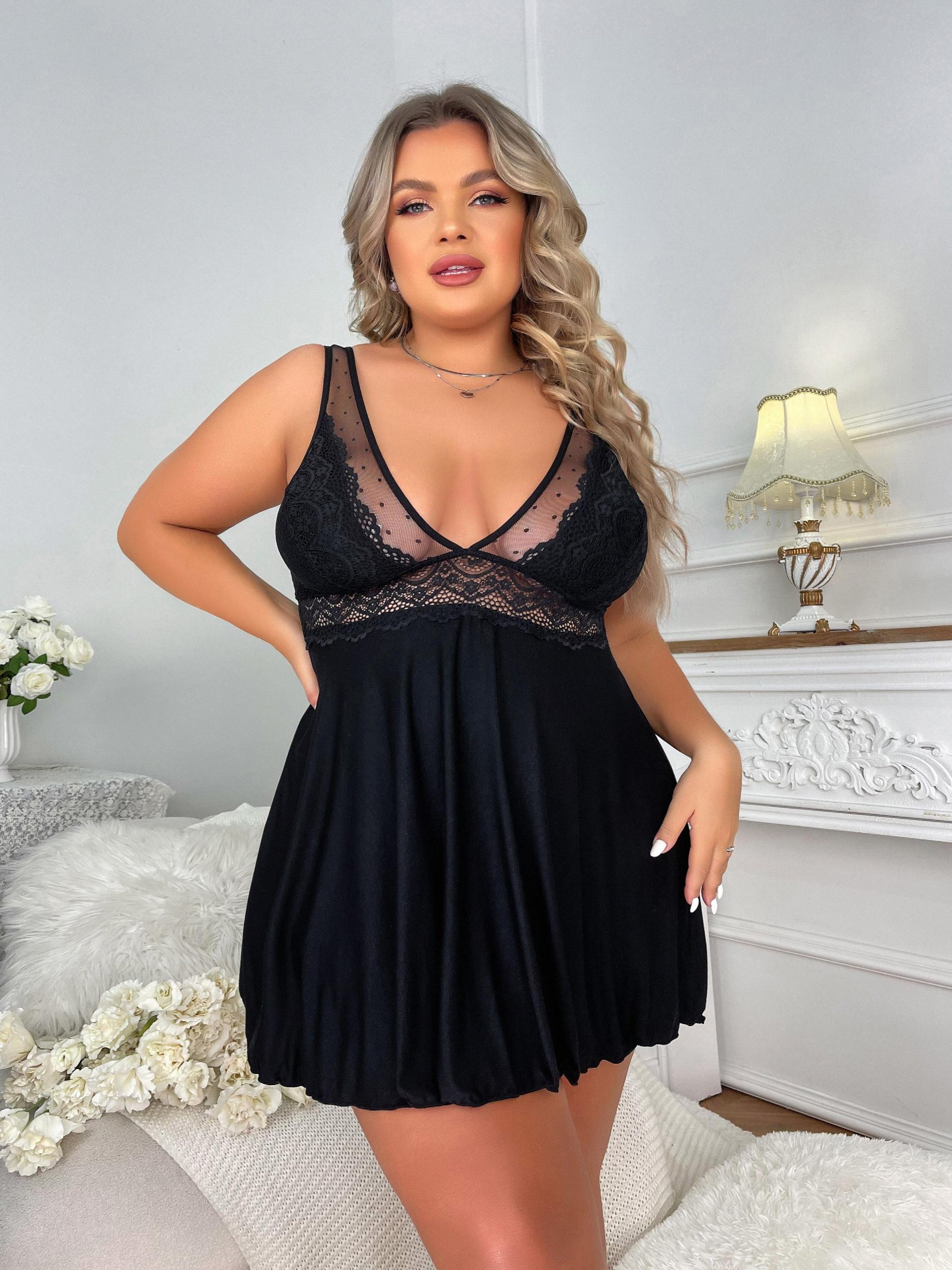  Sexy Nightdress Deep V Neck Sleep Tank Dress