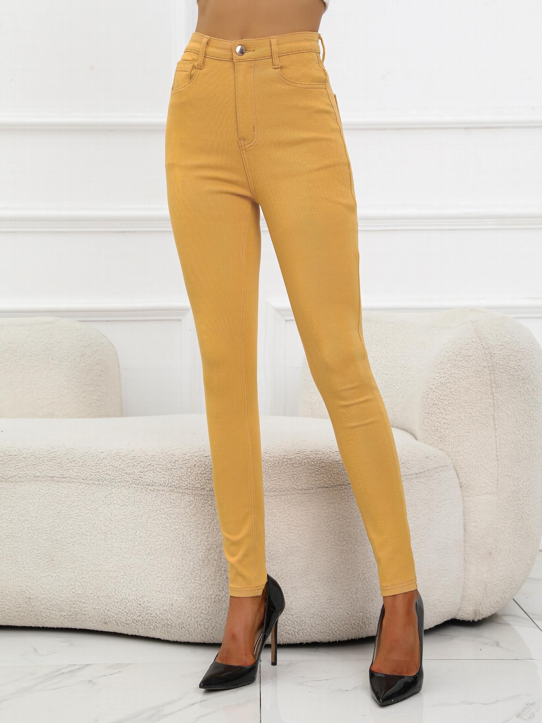 High Waist Slim Fit Pants with Pockets