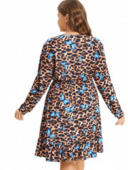 Sexy Nightdress Women's Plus Leopard & Butterfly Print Long Sleeve