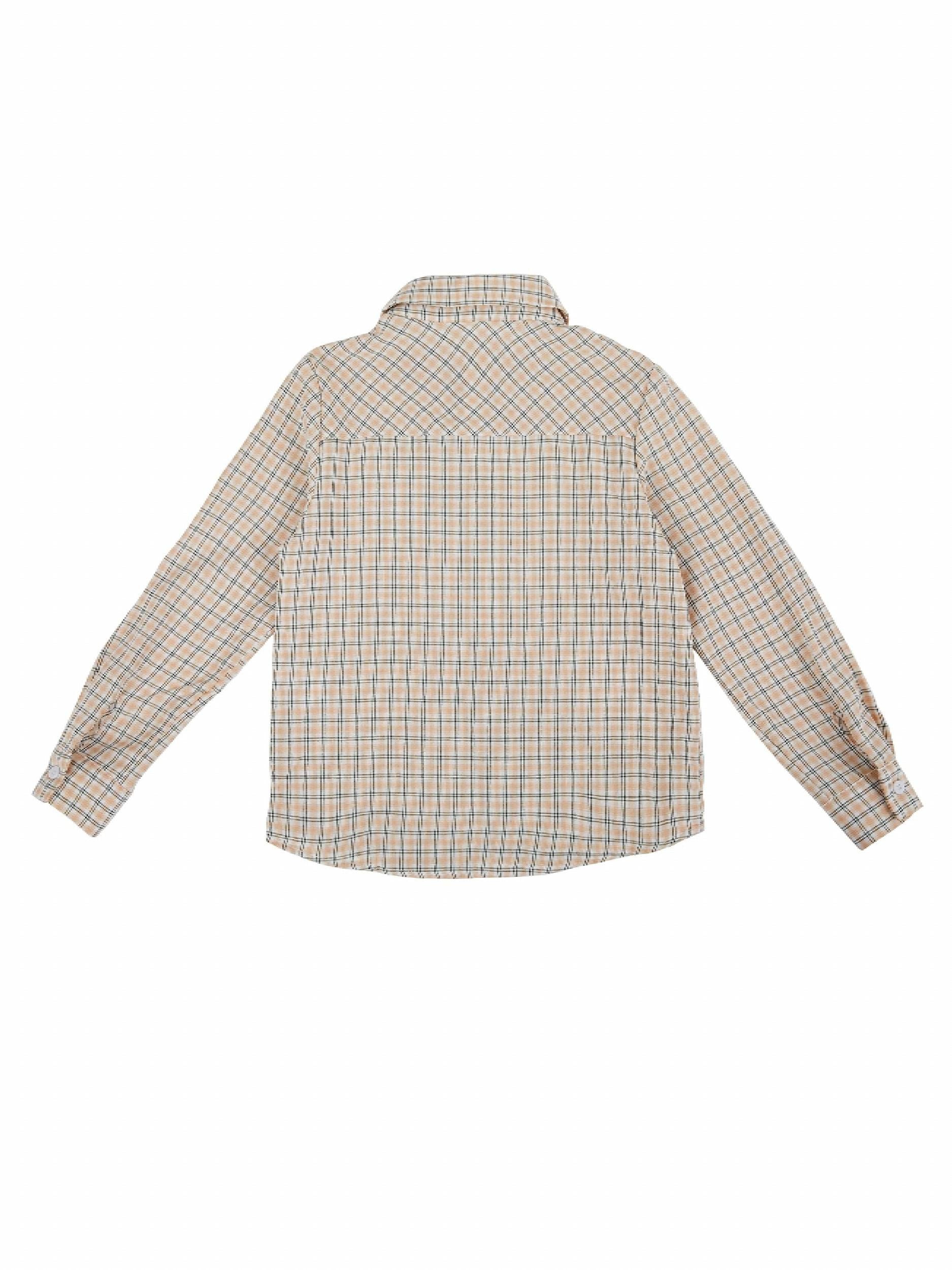 Kids Plaid Shirt Long Sleeve Collared Casual Top Boys Summer