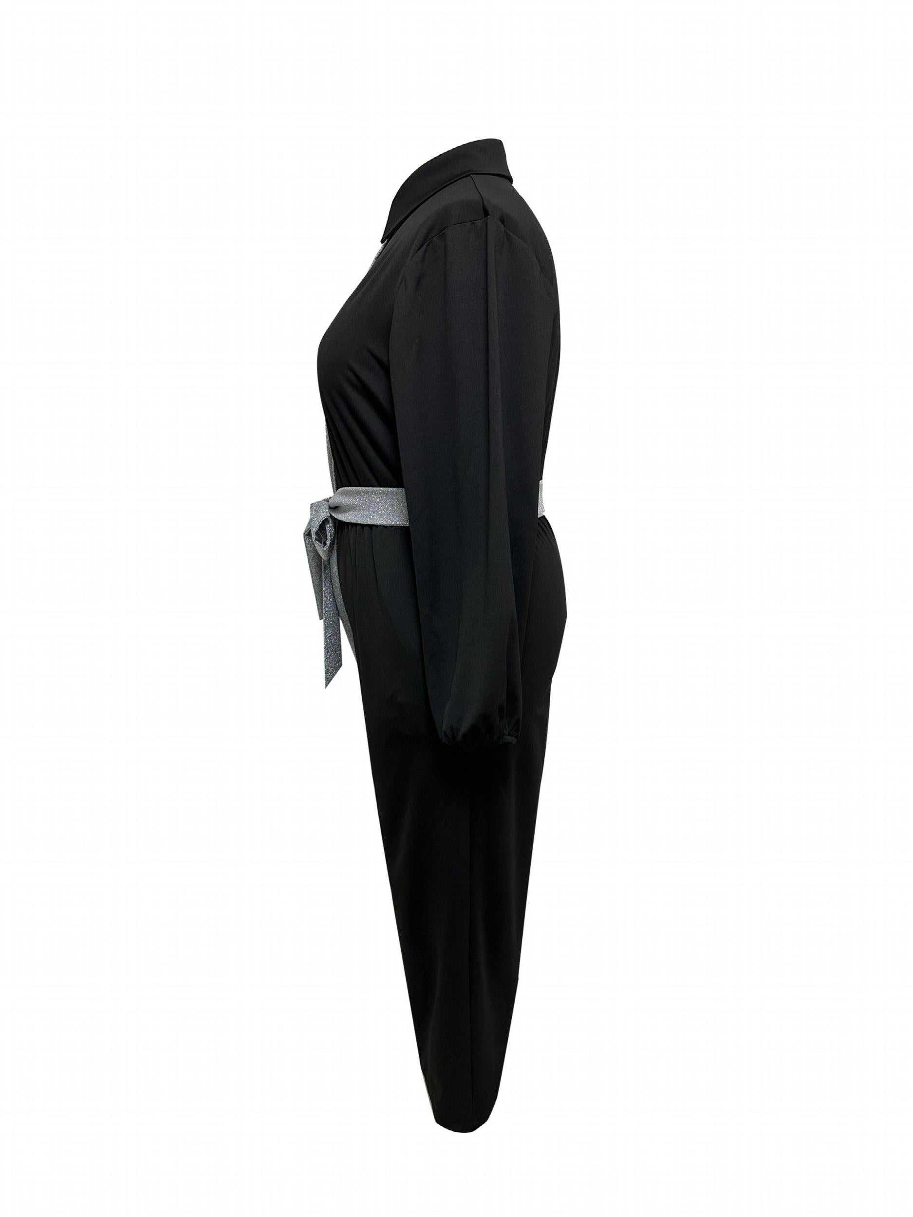  Colorblock Button Up Wide Leg Jumpsuit
