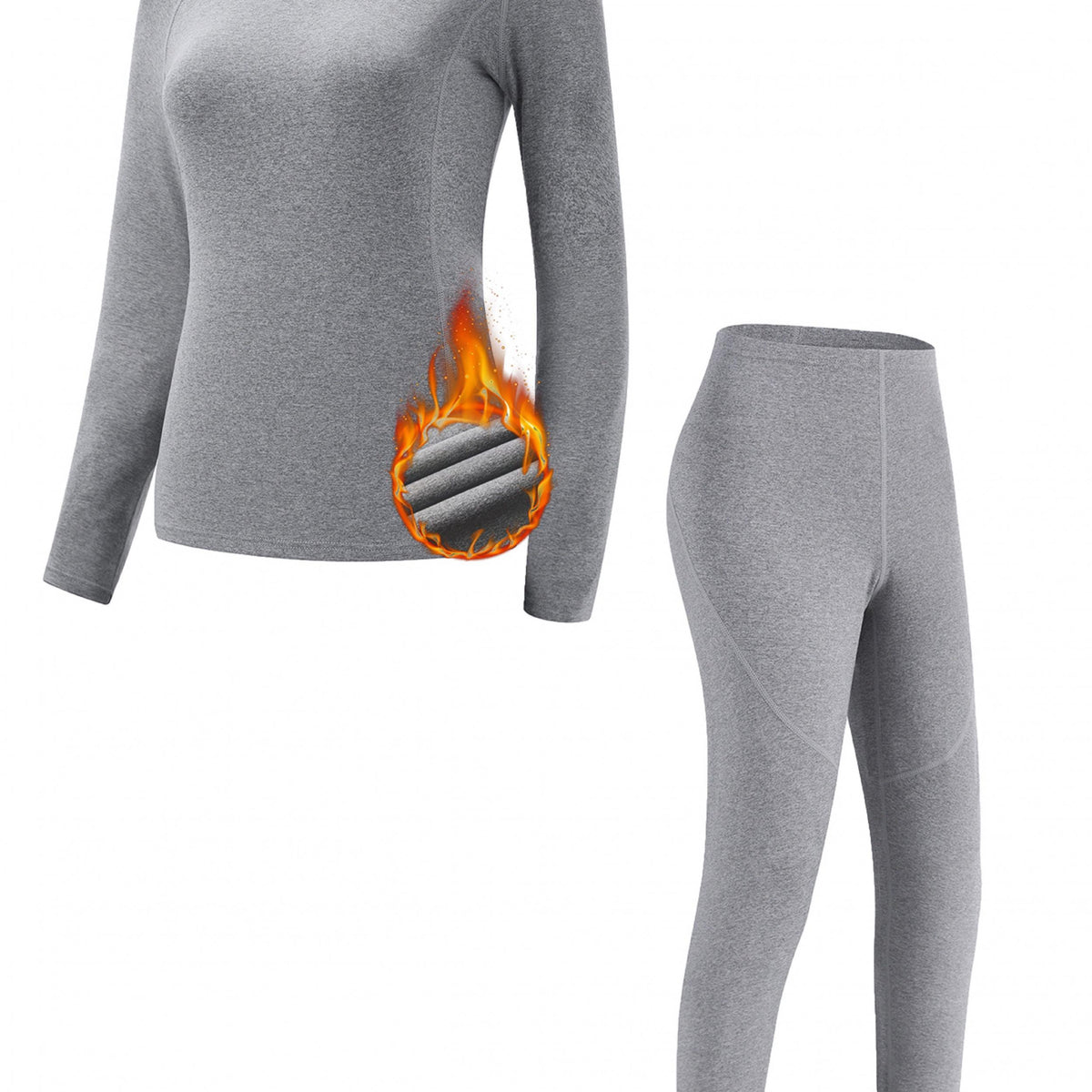 2pcs Thermal Suits: Long Sleeve Top & Base Layer Leggings for Winter Skiing