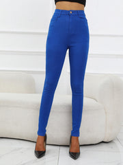 High Waist Slim Fit Pants with Pockets