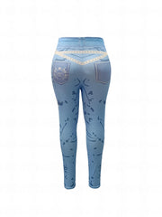  Graffiti Print High Rise Leggings