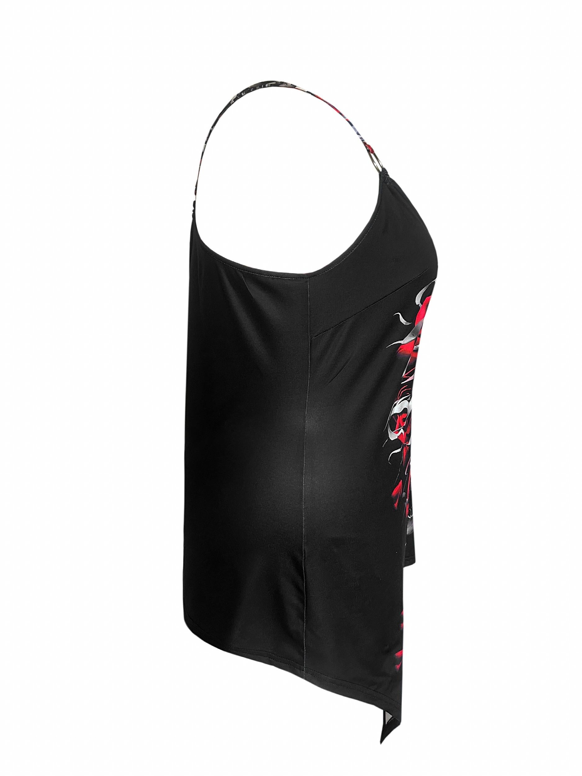  Gothic Skull & Rose Print Cami Top