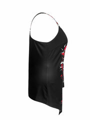  Gothic Skull & Rose Print Cami Top