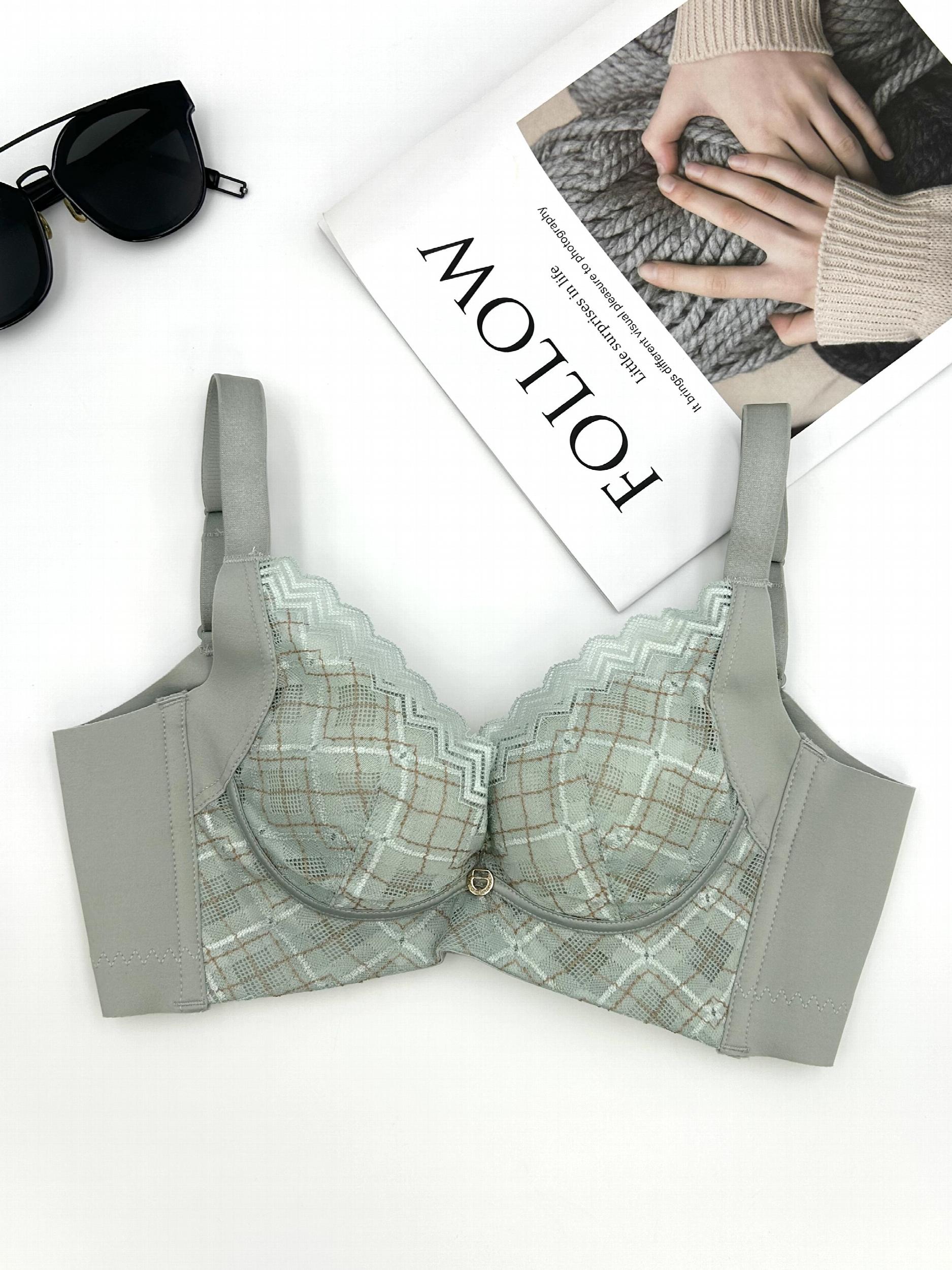 Plaid Lace Push Up Bra Breathable Intimates Women's Lingerie