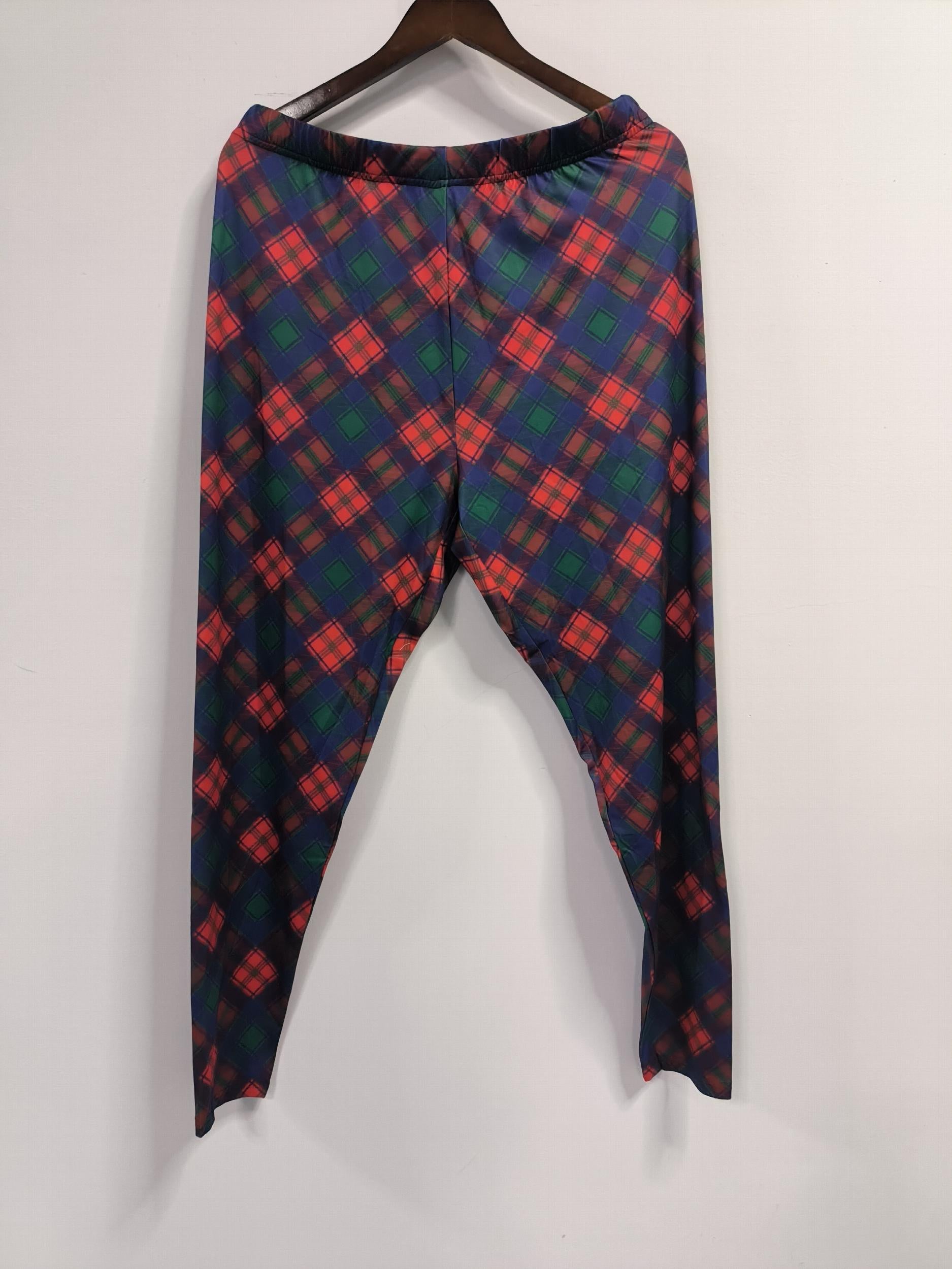  Plaid Print High Rise Stretch Leggings