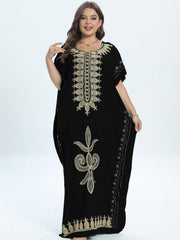  Colorblock Floral Casual Kaftan Dress