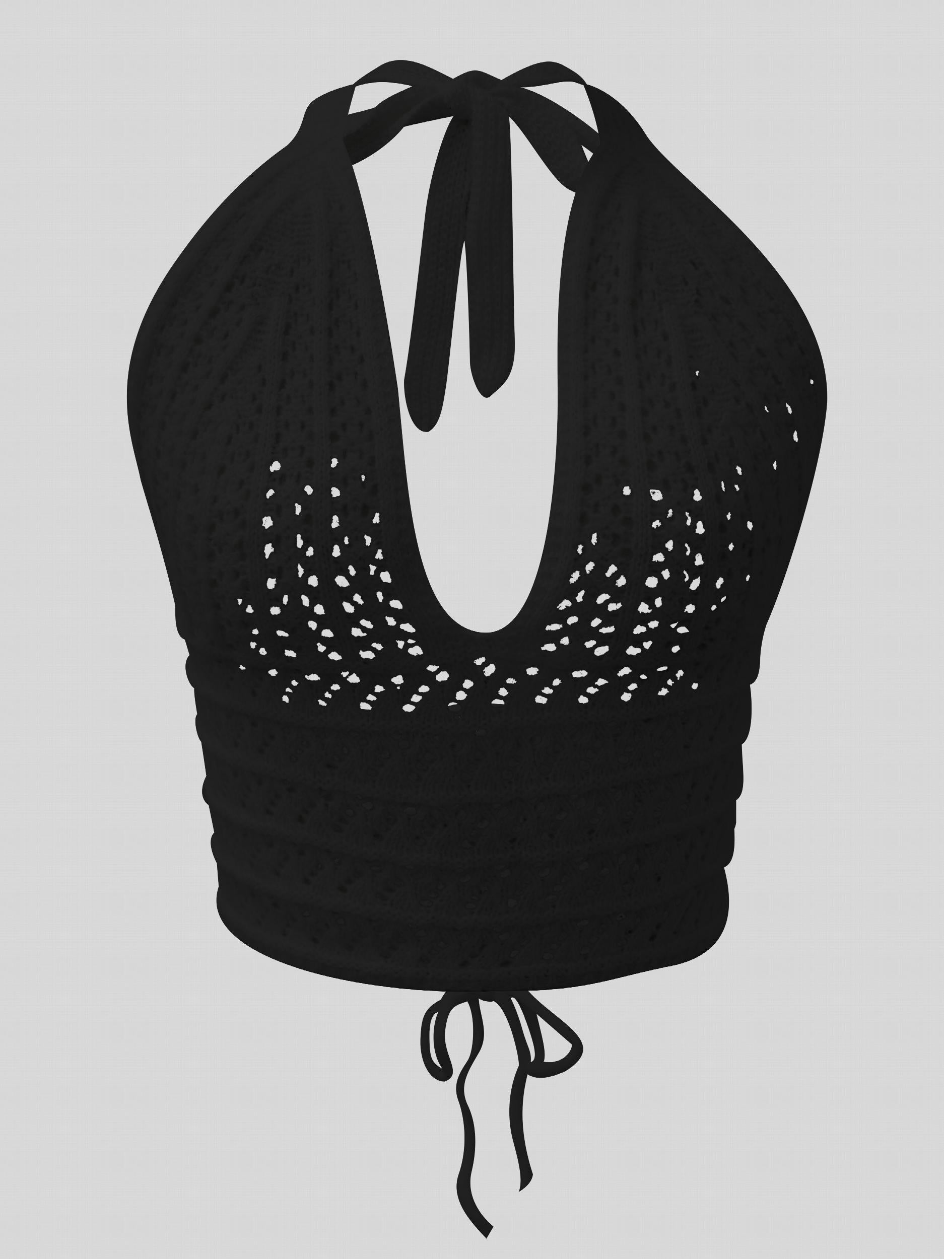 Y2K Crop Sweater Bralette Halter Neck Casual Sweater Women