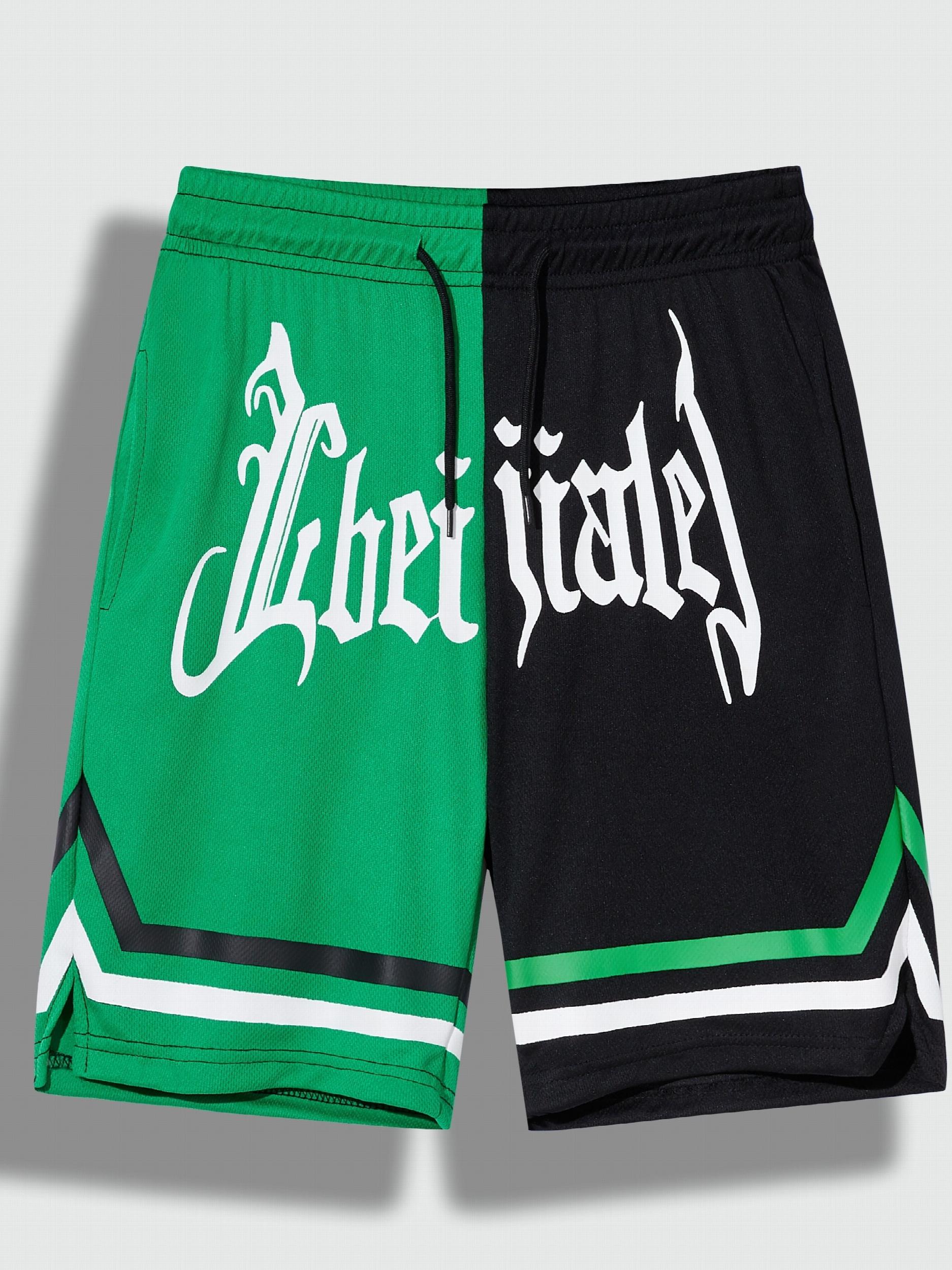 Boys Block Letter Print Gym Workout Shorts Quick Dry Lightweight