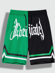 Boys Block Letter Print Gym Workout Shorts Quick Dry Lightweight