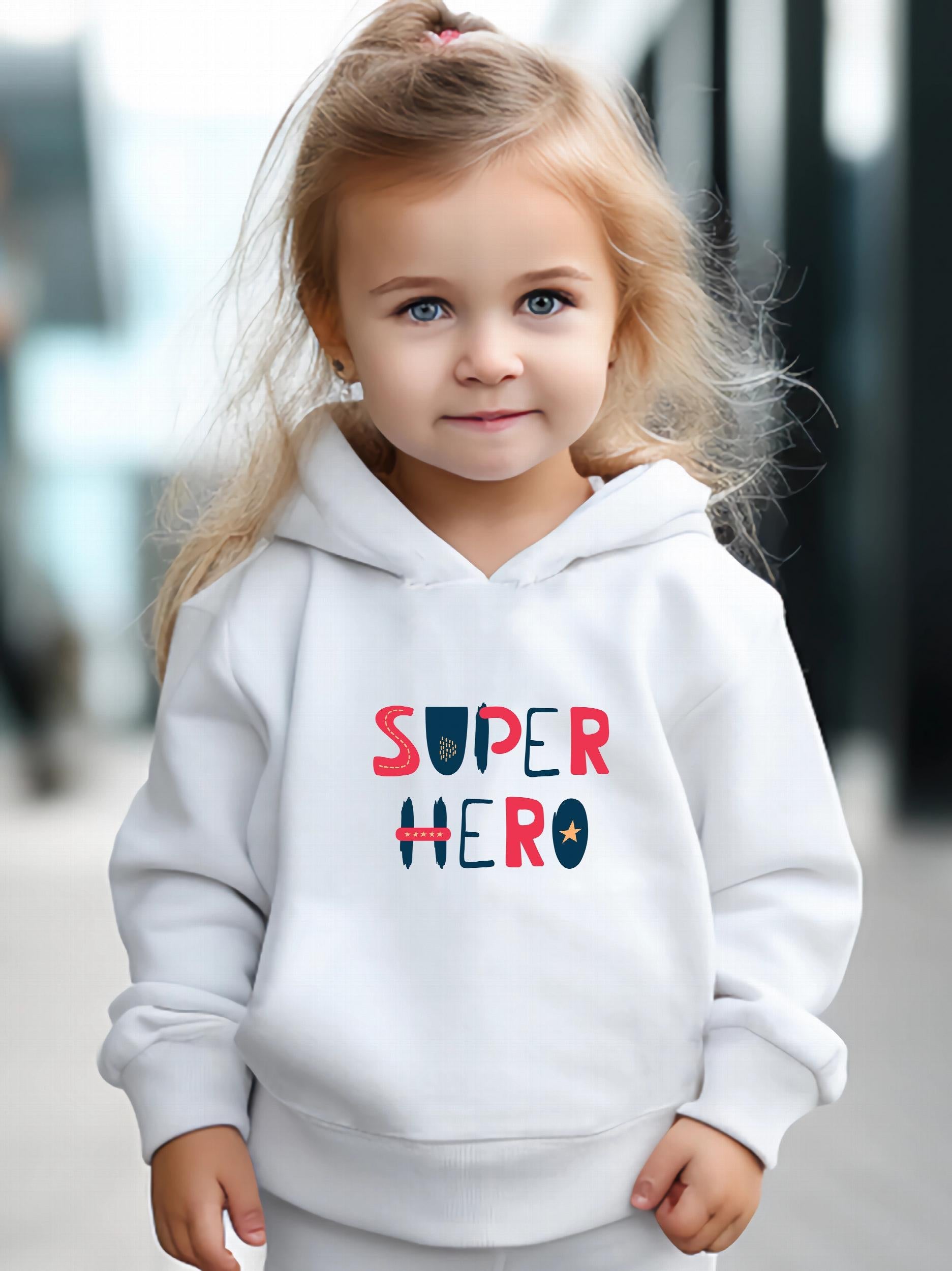 Sport Hero Pattern Long Sleeve Hooded Sweatshirt Girls Comfy Hoodies Pullover