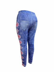  Denim & Print High Rise Slim Fit Leggings