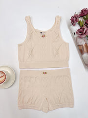 Argyle Textured Pajama Set Crew Neck Tank & Shorts