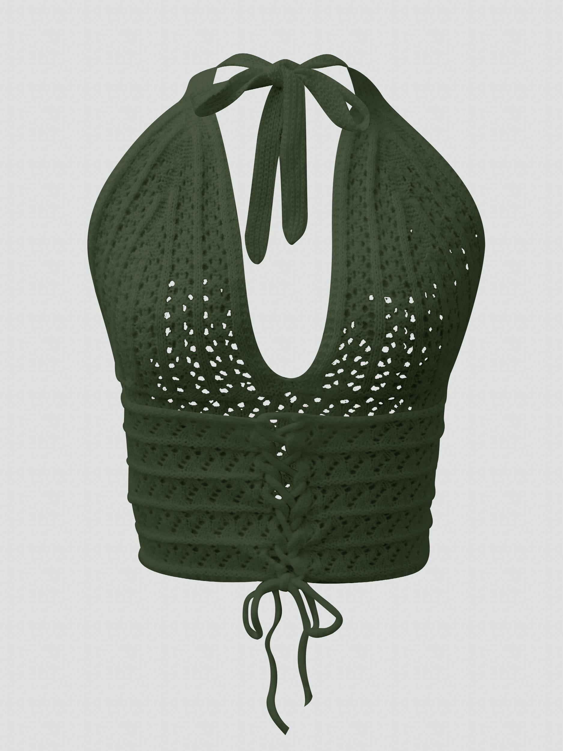 Y2K Crop Sweater Bralette Halter Neck Casual Sweater Women