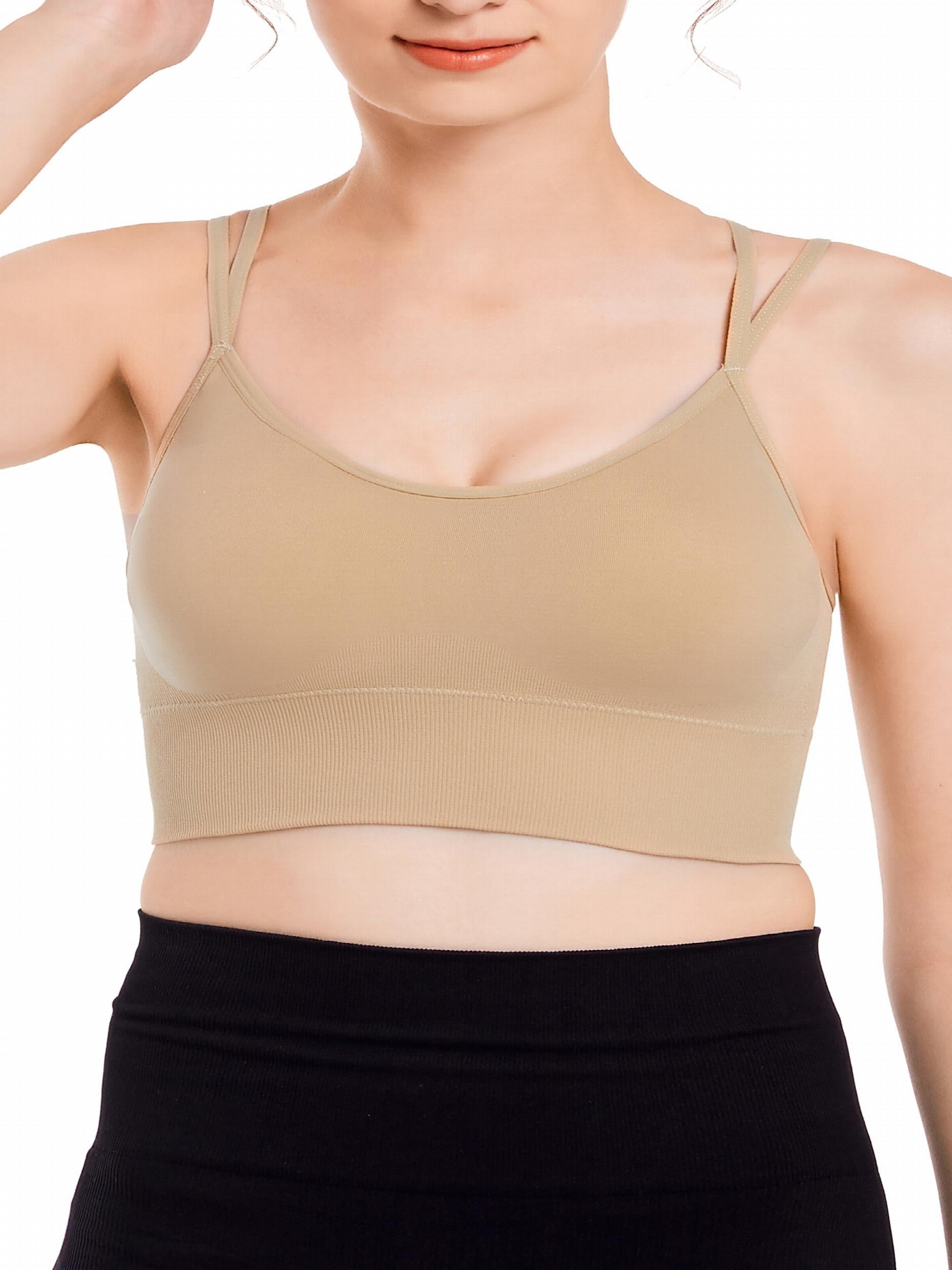  Sports Bra Solid Round Neck High Stretch Bra