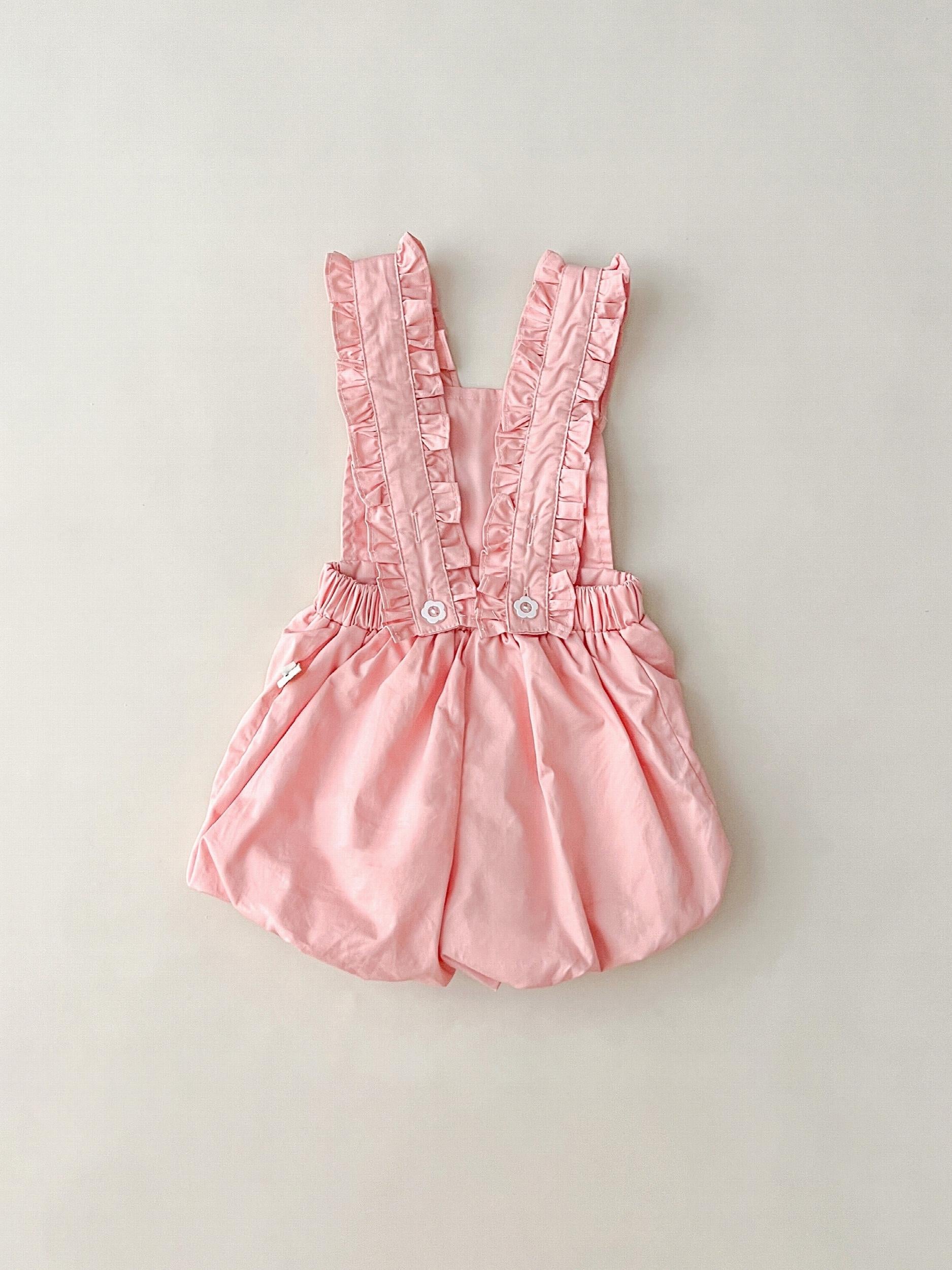 Flower Print Overall Short Pants for Baby Girls