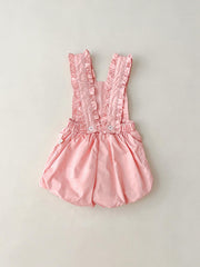 Flower Print Overall Short Pants for Baby Girls