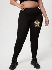 Women's Plus Horror Figure Print High Rise Skinny Leggings