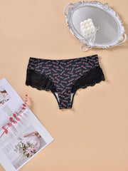  High Rise Heart & Letter Print Brief