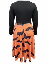  Colorblock Bat Print Maxi Dress