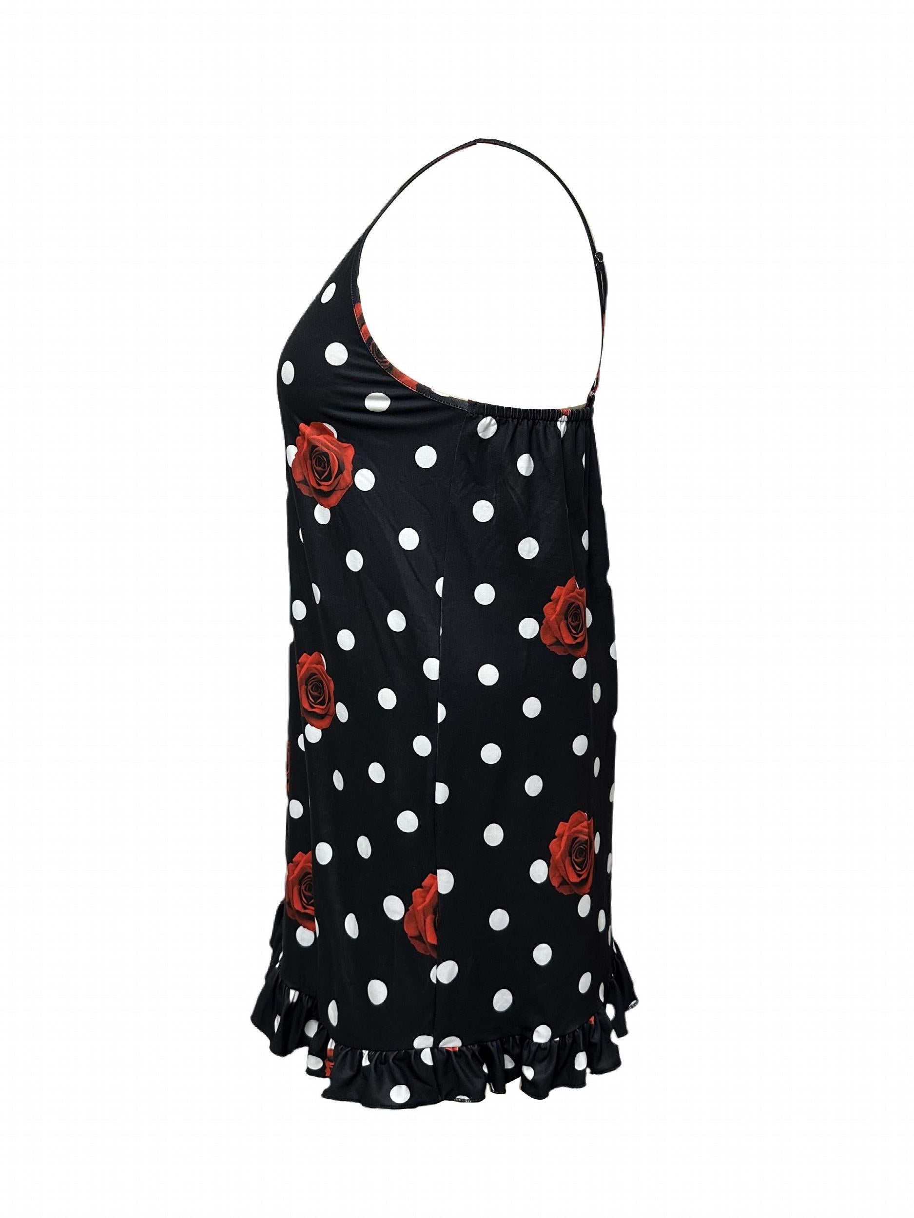  Rose & Polka Dot Print Cami Sleep Dress