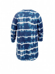 Tie Dye Striped Long Sleeve Open Front Cardigan Plus