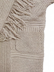  Fringe Trim Long Sleeve Cardigan